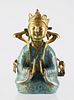Antique Tibetan Gilt Bronze & Cloisonne Buddha