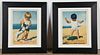 Pair of Framed Vintage 1930's French Advertisements