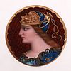A Gold and Enamel Portrait Pin