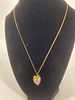 Gold-Filled Chain Necklace with Rhinestone Fruit Pendant