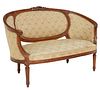 FRENCH LOUIS XVI STYLE CARVED WALNUT SALON SETTEE
