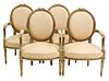 (4) LOUIS XVI STYLE GILTWOOD OVAL BACK FAUTEUILS