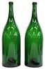 (2) LARGE FRENCH GLASS CHAMPAGNE BOTTLES, 22.25"H