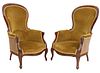 (2) FRENCH LOUIS PHILIPPE UPHOLSTERED BERGERES