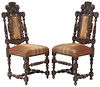 (3) FRENCH CARVED OAK UPHOLSTERED SIDE CHAIRS