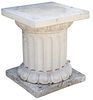 CAST STONE FLUTED PEDESTAL STAND, 15"H