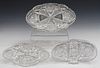 3) AMERICAN BRILLIANT PERIOD CRYSTAL RELISH DISHES