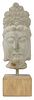 LARGE CHINESE MARBLE CARVED HEAD OF A BODHISATTVA