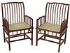 (2) CHINESE HARDWOOD SPINDLE BACK ARMCHAIRS