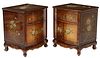 (2) CHINESE POLYCHROME LACQUERED BEDSIDE CABINETS