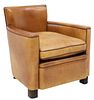 FRENCH ART DECO LEATHER UPHOLSTERED CLUB CHAIR