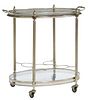 FRENCH SILVER-TONE METAL & GLASS SERVICE CART