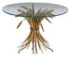 MODERN GLASS-TOP SHEAVES OF WHEAT TABLE