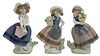 (3) LLADRO PORCELAIN FIGURES GIRLS WITH BASKETS