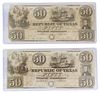 (2) REPUBLIC OF TEXAS CURRENCY, $50, 1840 SIGNED