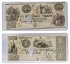 (2) REPUBLIC OF TEXAS CURRENCY, $20 AND $1 NOTES
