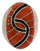 AMY WESLEY (B.1953) ZUNI CORAL CHANNEL INLAY RING