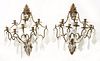 2) FRENCH GILT METAL & CRYSTAL EIGHT-LIGHT SCONCES