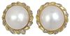 ESTATE 14KT YELLOW GOLD & MABE PEARL EARRINGS