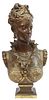 AFTER E. AIZELIN BARBEDIENNE BRONZE BUST OF A LADY