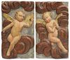 (2) BAROQUE STYLE CARVED WOOD CHERUB RELIEF PANELS