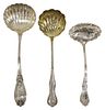 (3) AMERICAN STERLING SILVER SOUP LADLES, 11.5 OZT