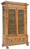 ITALIAN RENAISSANCE REVIVAL STAINED GLASS BOOKCASE