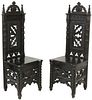 (2) BRITISH GOTHIC REVIVAL CARVED OAK CHAIRS