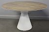 Contemporary Saarinen Style Table with Wood Top.