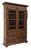 FRENCH CARVED OAK ARTS & SCIENCES LIBRARY BOOKCASE