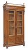 ITALIAN CARVED WALNUT & SPINDLED BOOKCASE