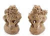 Pair of Carved Gray Stone Fu Lions, 7" Tall