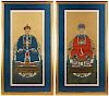 Pair, Large Chinese Ancestral Portraits on Silk
