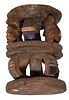 African Painted Carved Wood Stool