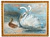 Marcel Vertes Signed Oil on Canvas, "Swan Family"
