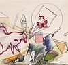 Tinguely, Jean o.T. Um 1967. Mischtechnik und Collage (auch verso) mit Aquarell, Kugelschreiber, Graphit- und Farbstift sowie Klebeband auf Karton. 18