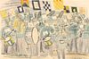 Dufy, nach Raoul The band. 1949. Farblithopgraphie auf Papier. 48 x 73 cm (Sichtmaß). Im Stein signiert. Unter Passepartout und unter Glas gerahmt (un