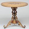 Victorian Japanned and Parcel-Gilt Tripod Center Table