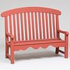 English Iron Red Painted Wood Garden Bench, by Andrew Crace