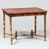 Regency Style Faux Bamboo, Red Japanned and Parcel-Gilt Side Table