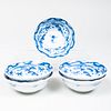 Set of Five Japanese Blue and White Porcelain Bowls