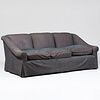 Contemporary Chenille Upholstered Three-Seat Sofa
