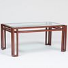 Modern Stained Oak and Glass Low Table