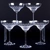 Set of Five Rosenthal Etched Glass Coupes