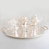 American Silver Six-Piece Tea and Coffee Service with a Silver Plate Tray