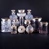 Group of Cut Glass Silver Mounted Toilette Articles