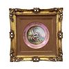 Antique French Sevres Porcelain Plate with Wooden Frame