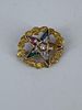 10kt Gold and Gemstone Lodge Pin