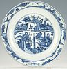 Large Chinese Blue & White Porcelain Charger or Low Bowl