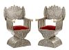 Pair of Anglo-Indian Bone Inlaid Throne Chairs